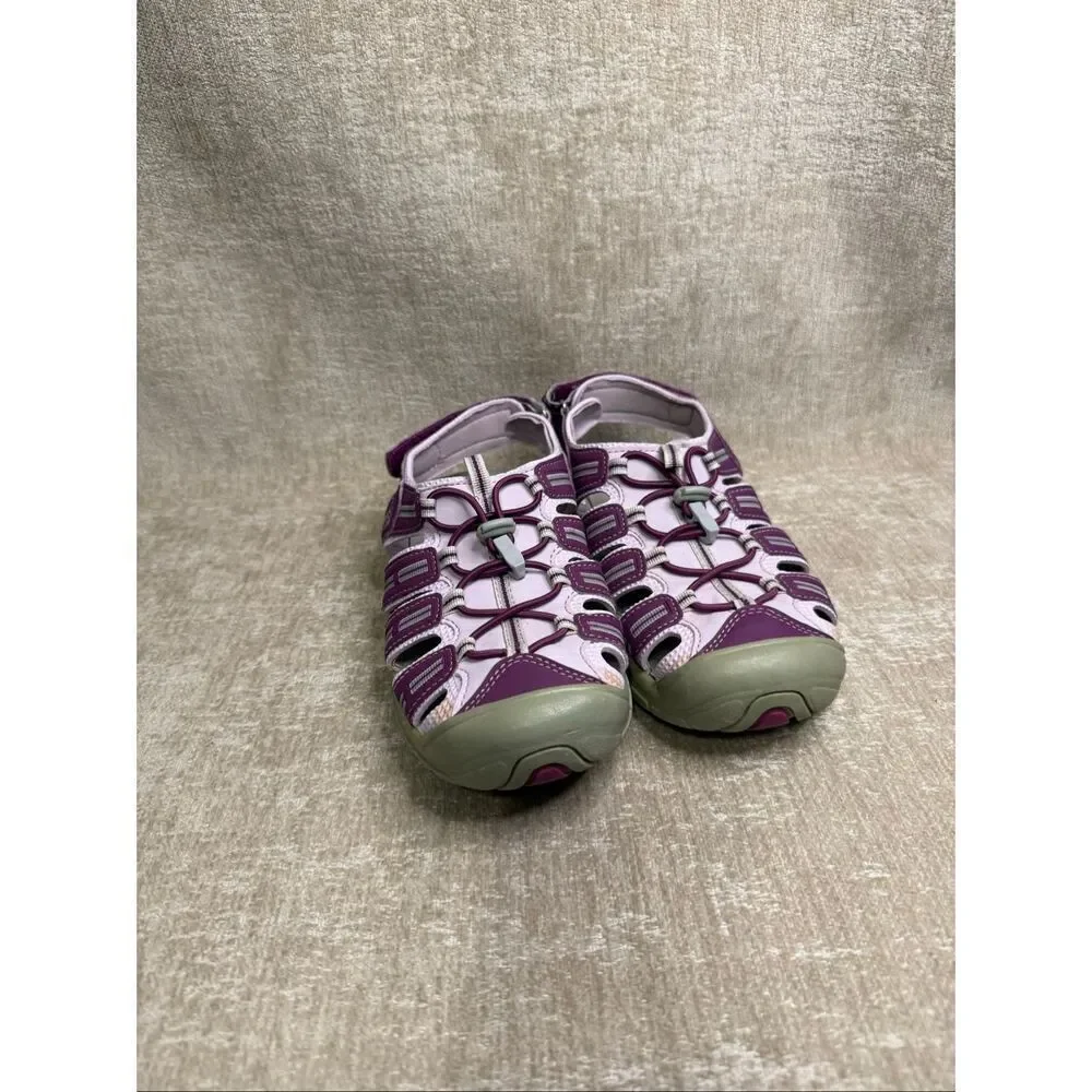 Khombu Kids' Sandy Hook & Loop Strappy Closed Toe Athletic Sandals Purple Size 4
